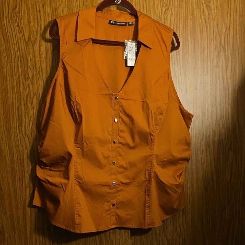 Max Studio Orange Button-Down Blouse